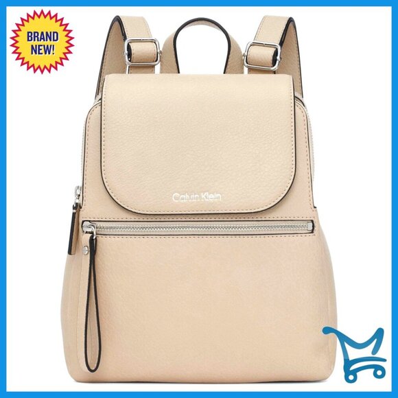 Lamb Leather Flap Backpack with Magnetic Closure and Interior Pocket main image 4
